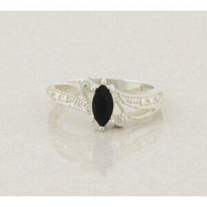 Sterling Silver Onyx Ring Size 8 1/4